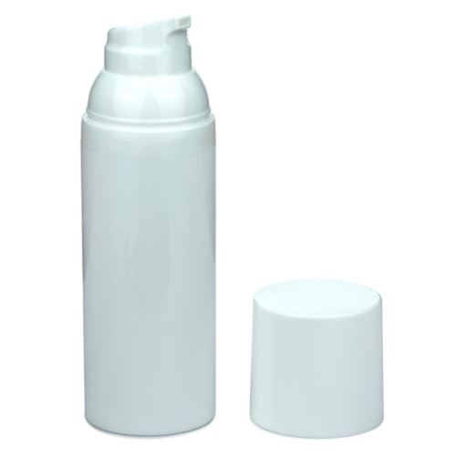 Plastová lahvička airless vysoká bílá, 50 ml