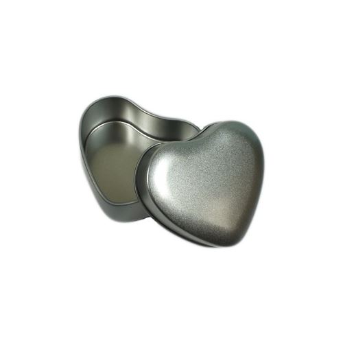 Hliníková dóza s víčkem ve tvaru srdce stříbrná, cca 80 ml