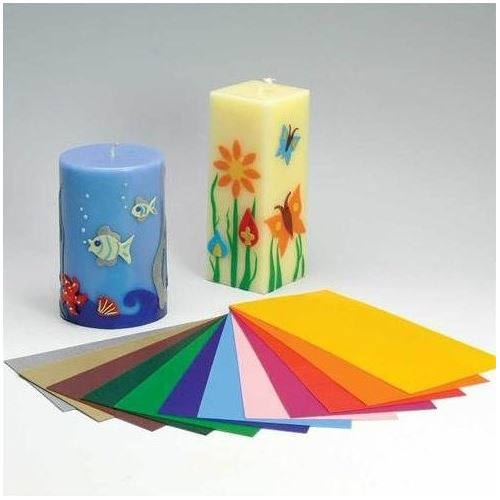 Fólie voskové pro dekoraci svíček - sada 12 barev