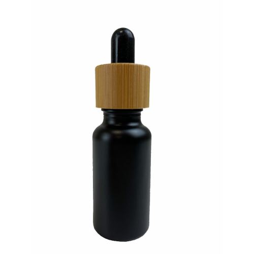 Černá skleněná lahvička s bambusovou pipetou, 30 ml