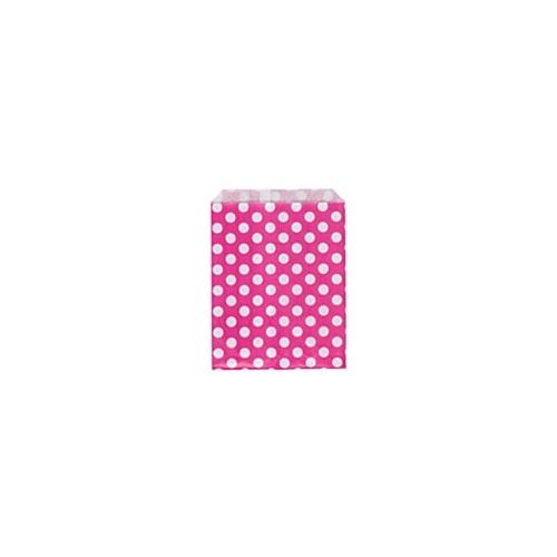 Papírový sáček 18 x 23 cm, růžový s puntíky, balení 50 ks