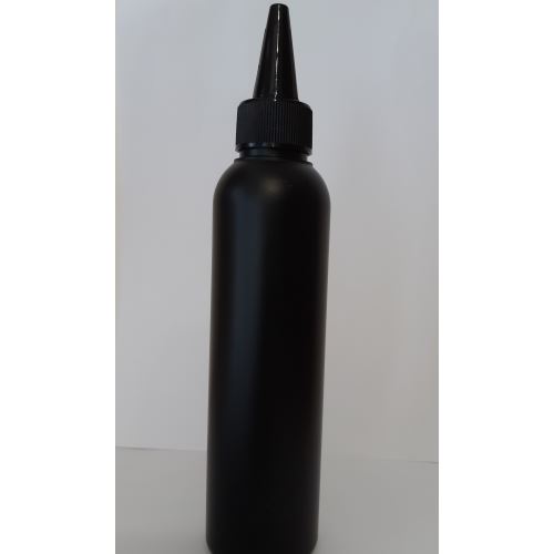 Plastová fľaštička čierna, rôzne uzávery