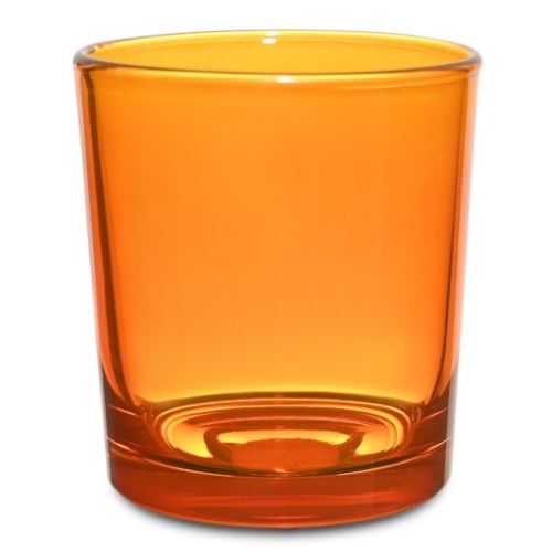 Skleněný obal na svíčku oranžový, 180 ml